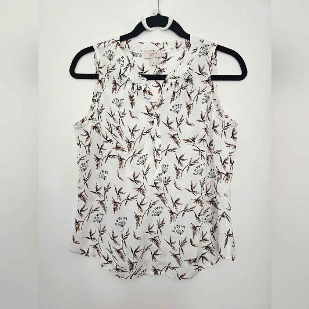 LOFT Petite Printed Sleeveless Blouse XS